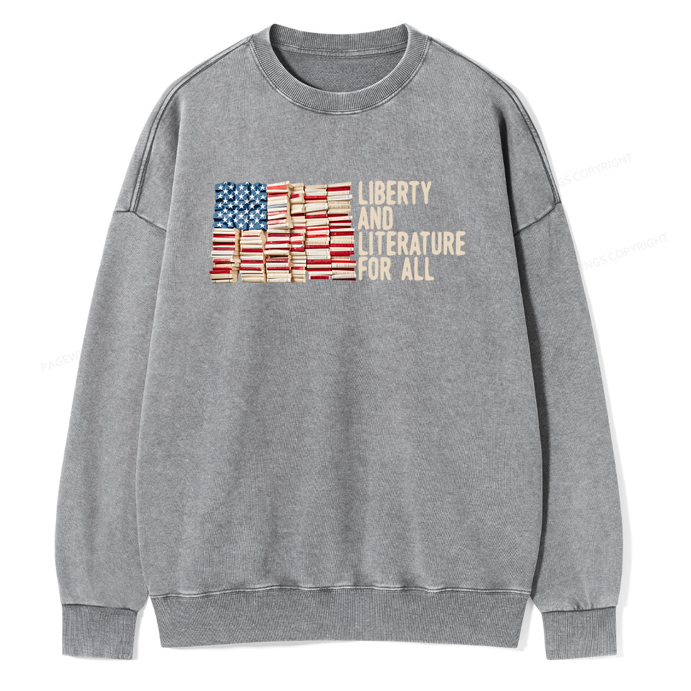 Pagewings Liberty And Literature For All Unisex Washed Sweatshirt