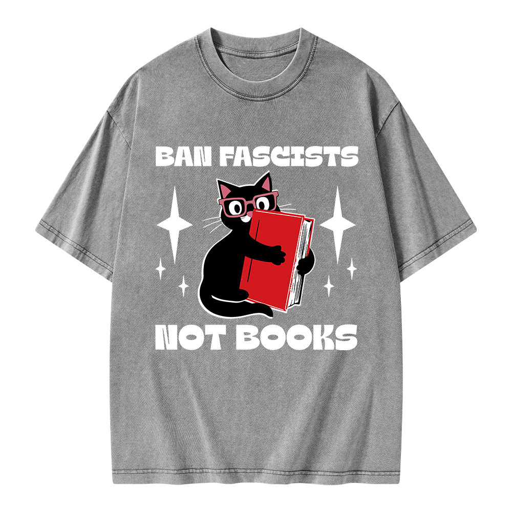 Pagewings Ban Fascists Not Books Unisex Washed T-shirt