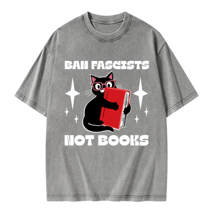 Pagewings Ban Fascists Not Books Unisex Washed T-shirt