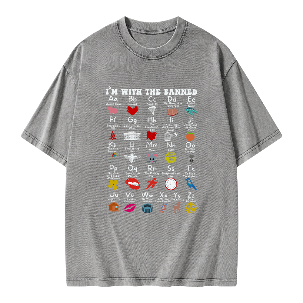 Pagewings I'M With The Banned Book Unisex Washed T-shirt