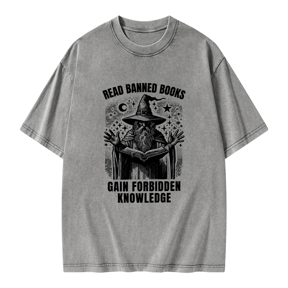Pagewings Read Banned Books Gain Forbidden Knowledge Unisex Washed T-shirt