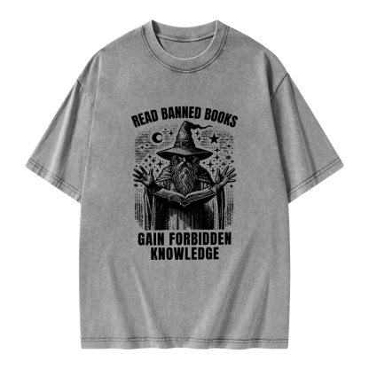 Pagewings Read Banned Books Gain Forbidden Knowledge Unisex Washed T-shirt