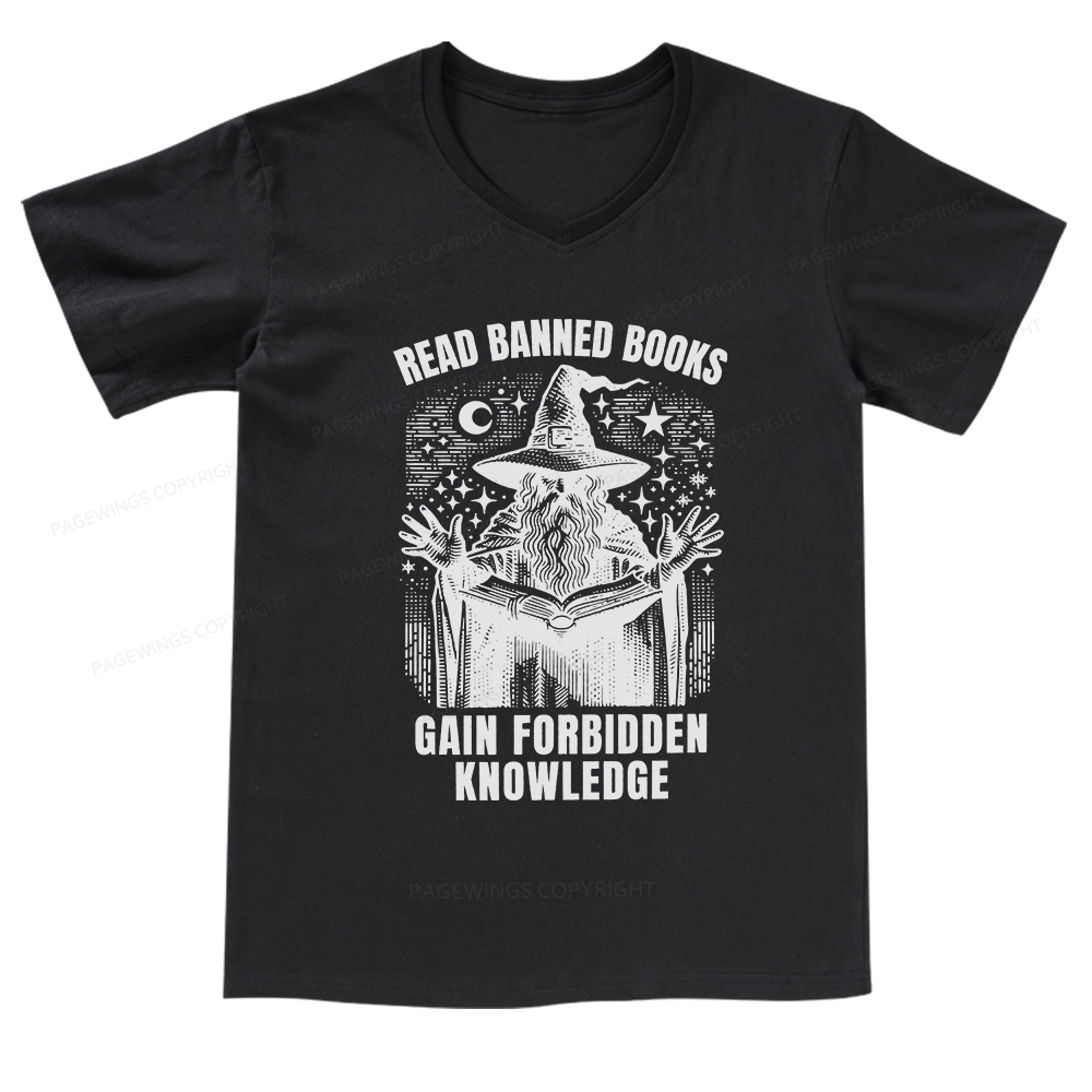 Pagewings Read Banned Books Gain Forbidden Knowledge V-neck T-shirt