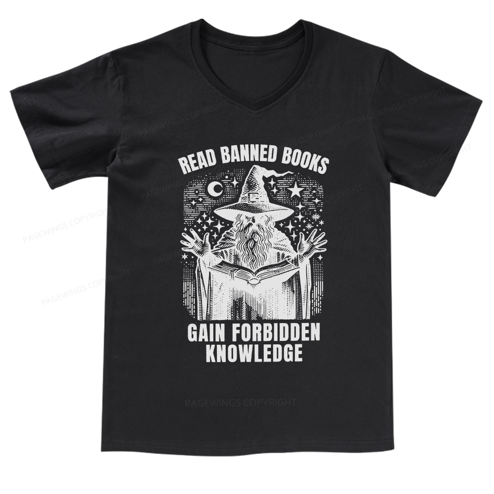 Pagewings Read Banned Books Gain Forbidden Knowledge V-neck T-shirt