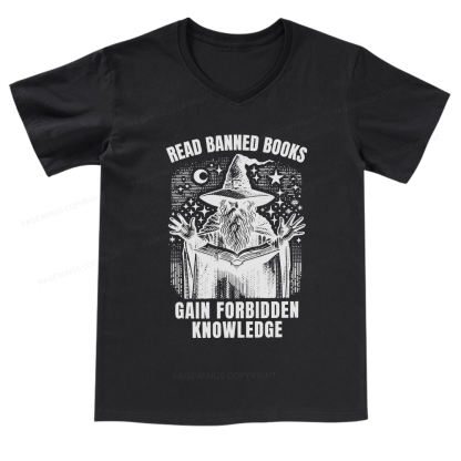 Pagewings Read Banned Books Gain Forbidden Knowledge V-neck T-shirt