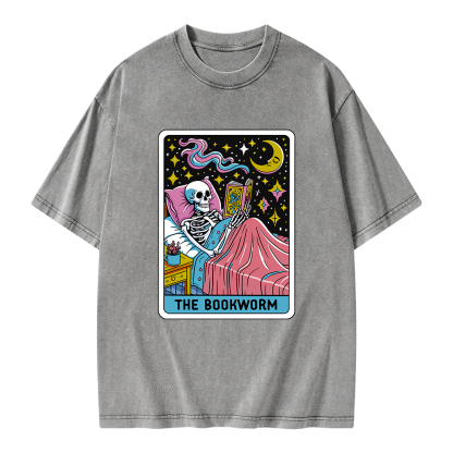 Pagewings The Bookworm Tarot Card Unisex Washed T-shirt