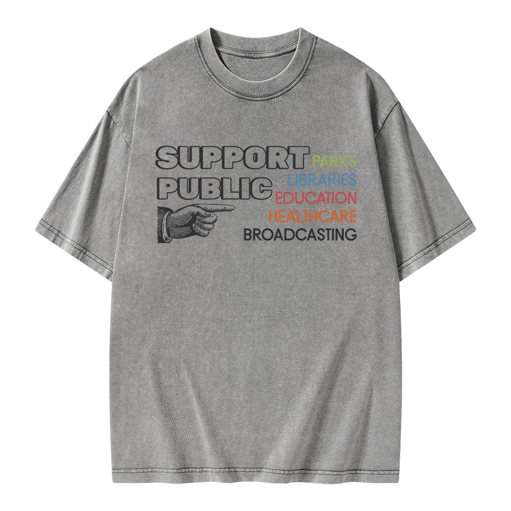 Pagewings Support Public Parks Libraries Education Unisex Washed T-shirt
