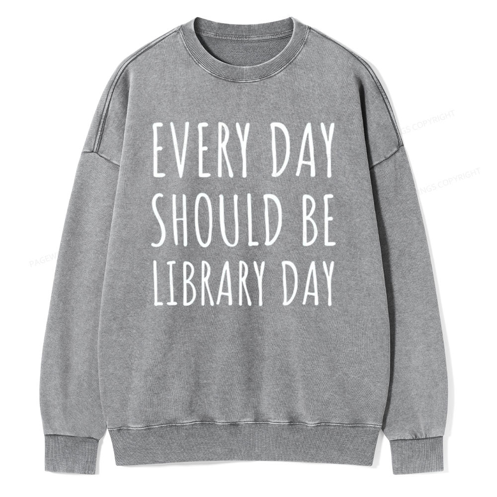 Pagewings Library Day Media Specialist Shirt Library Shirt Unisex Washed Sweatshirt