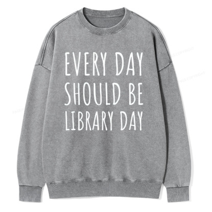 Pagewings Library Day Media Specialist Shirt Library Shirt Unisex Washed Sweatshirt