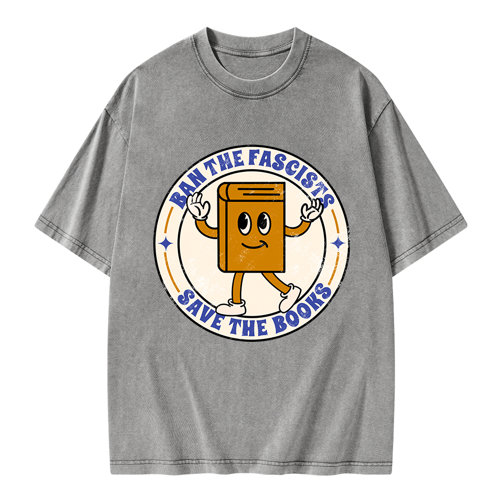 Pagewings Ban The Fascists Save The Books Unisex Washed T-shirt