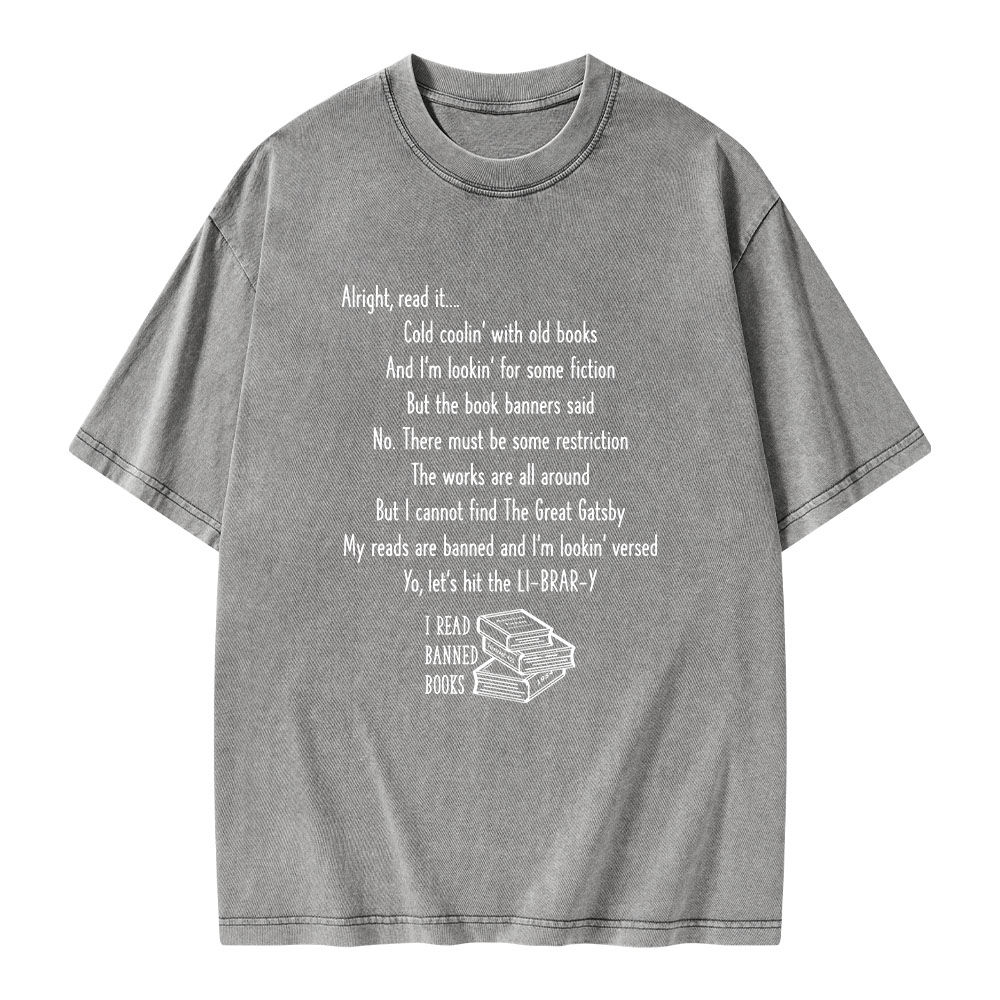 Pagewings Alright Read It I Read Banned Books Unisex Washed T-shirt
