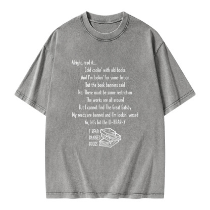 Pagewings Alright Read It I Read Banned Books Unisex Washed T-shirt