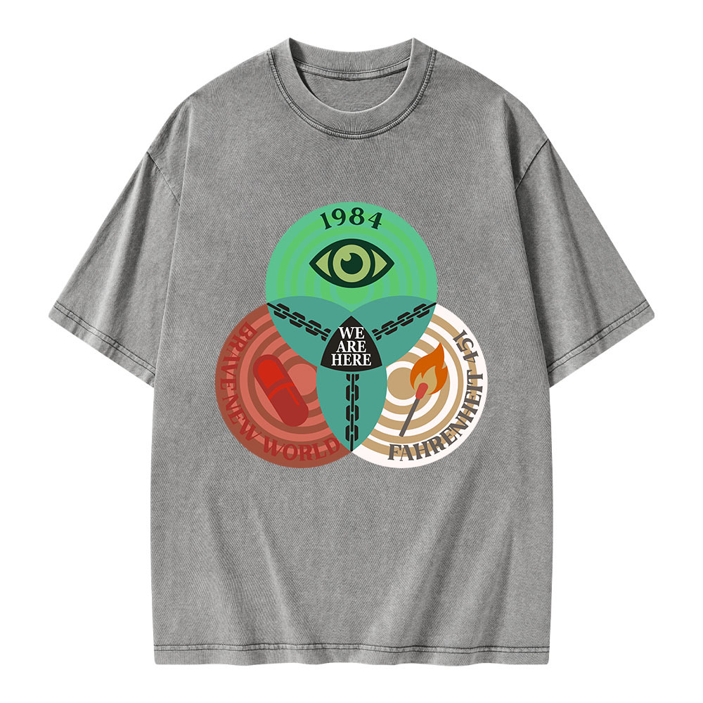 Pagewings We Are Here Unisex Washed T-shirt