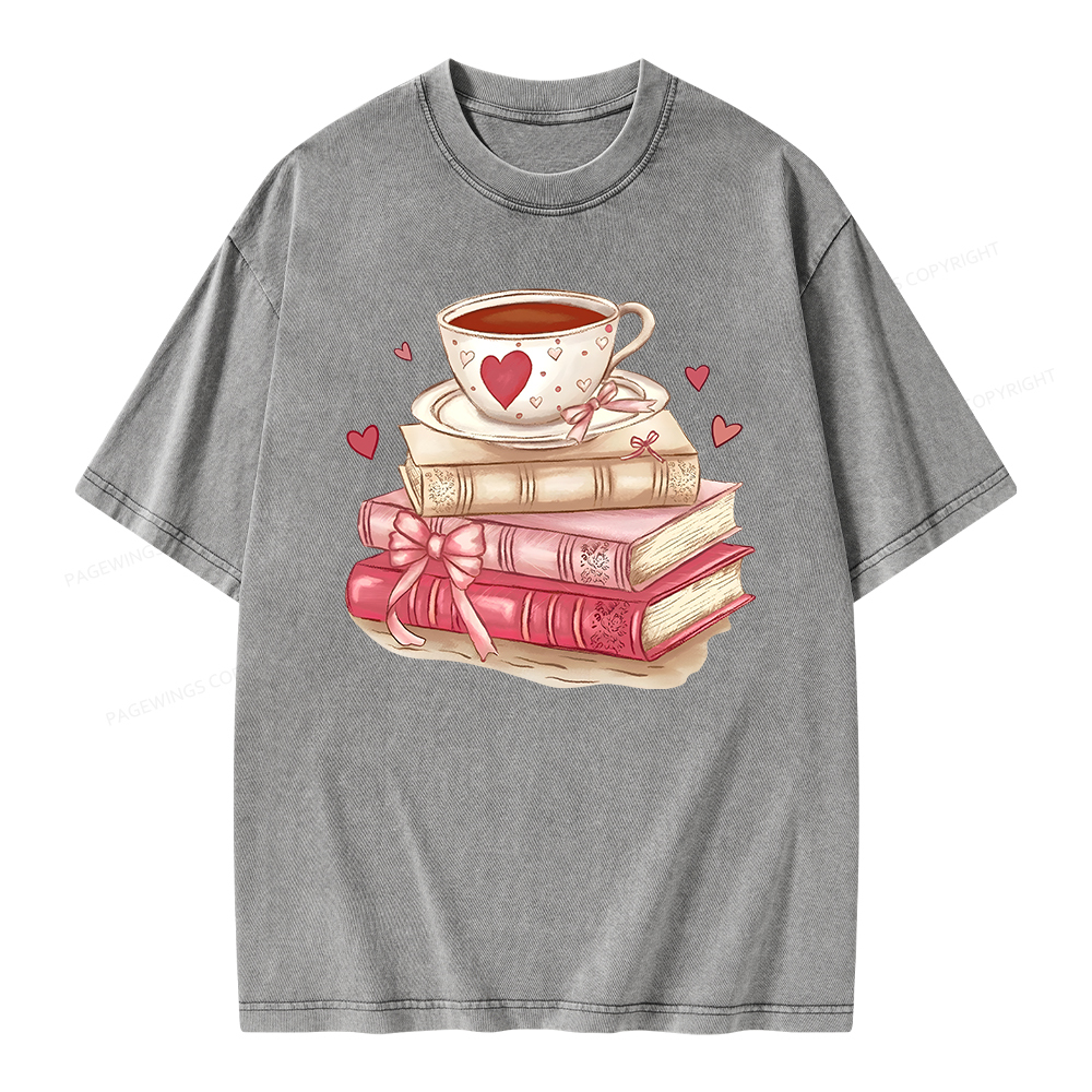 Pagewing Book Lover Valentine Sweatshirt Unisex Washed T-shirt