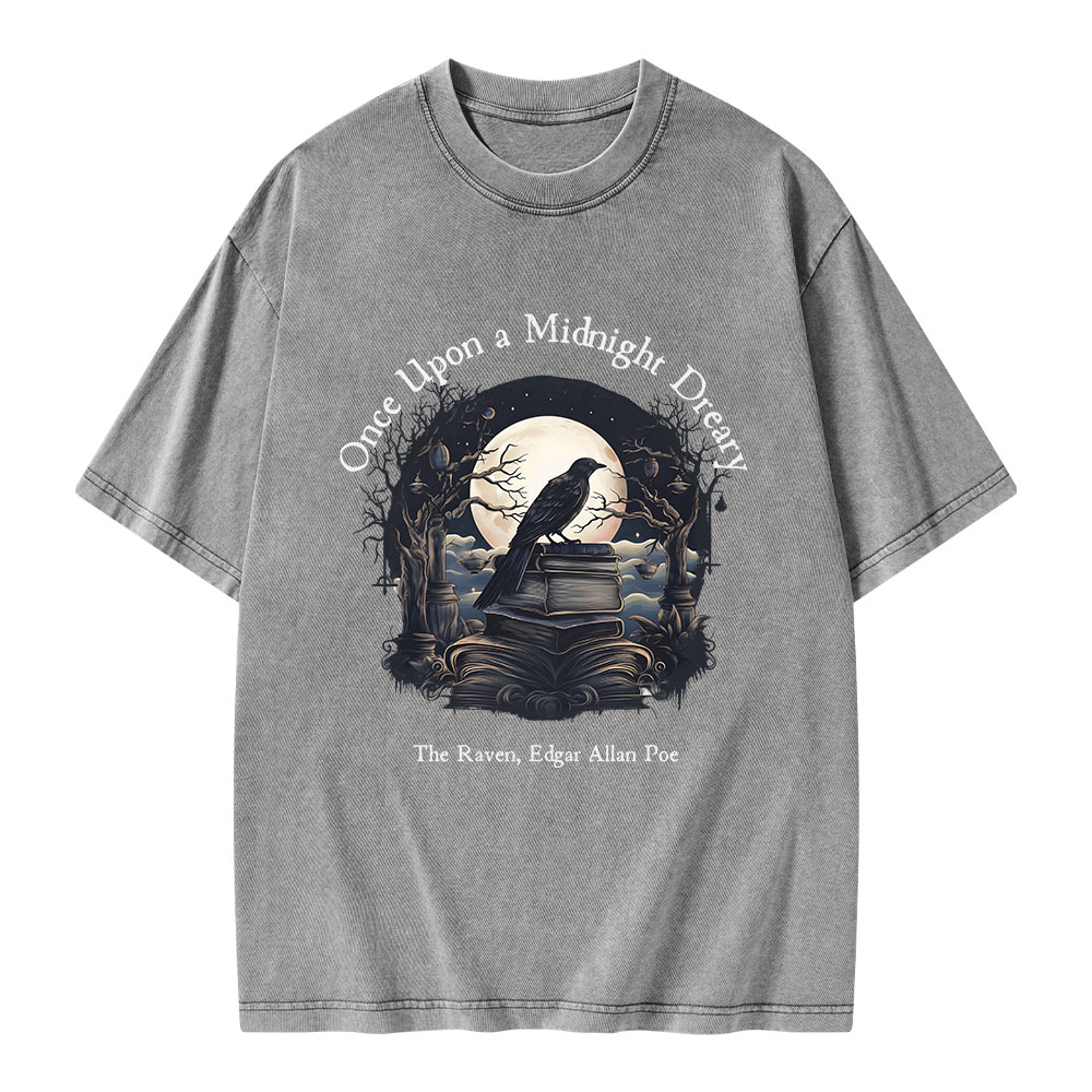 Pagewings Once Upon A Midnight Dreary Unisex Washed T-shirt