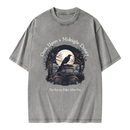 Pagewings Once Upon A Midnight Dreary Unisex Washed T-shirt