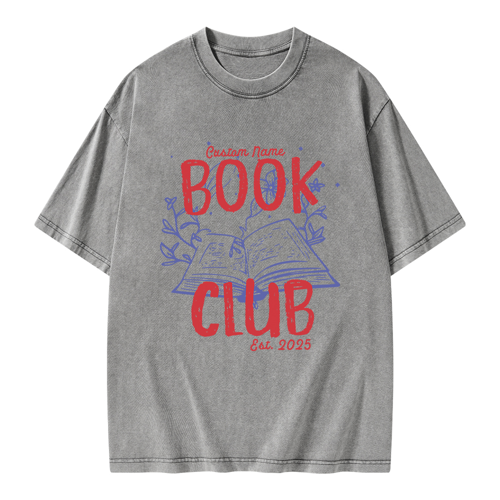 Pagewings Personalized  Book Club Unisex Washed T-shirt
