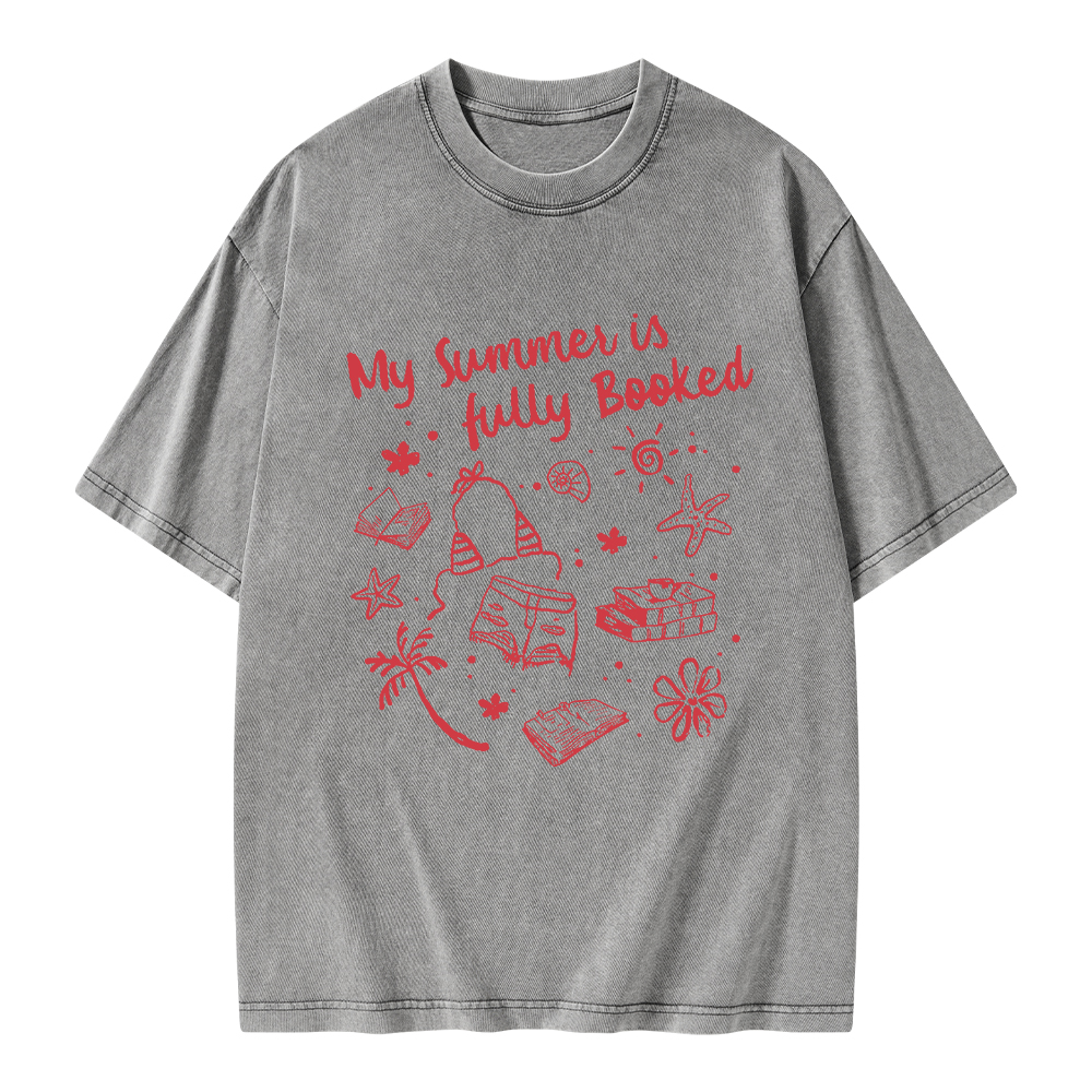Pagewings My Summer Is Fully Booked Unisex Washed T-shirt