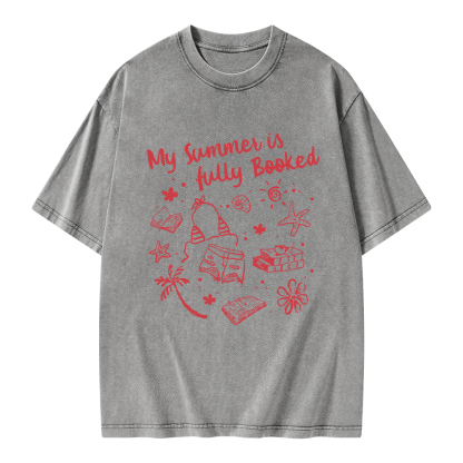 Pagewings My Summer Is Fully Booked Unisex Washed T-shirt