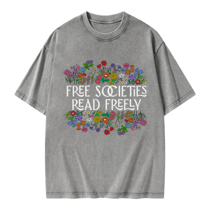 Pagewings Free Societies Read Freely Unisex Washed T-shirt