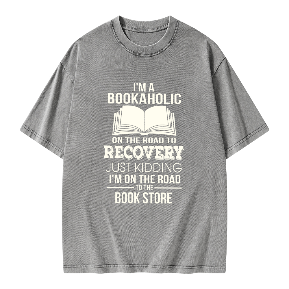 Pagewings I'm A Bookaholic On The Road To Recovery Unisex Washed T-shirt