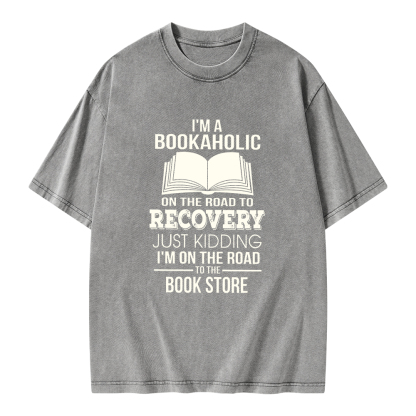 Pagewings I'm A Bookaholic On The Road To Recovery Unisex Washed T-shirt