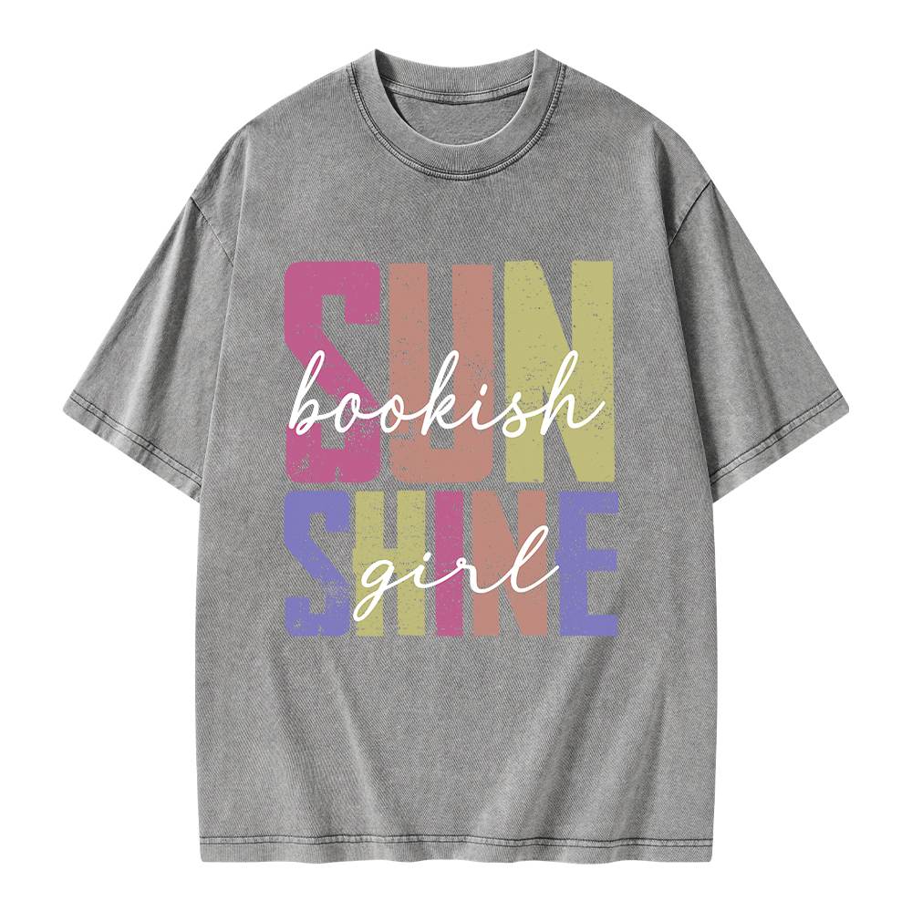 Pagewings Sunshine Bookish Girl Unisex Washed T-shirt