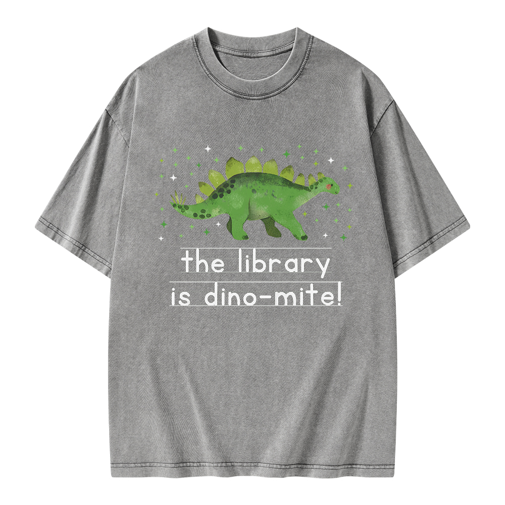 Pagewings The Library Is Dino-Mite Unisex Washed T-shirt