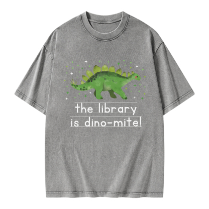 Pagewings The Library Is Dino-Mite Unisex Washed T-shirt