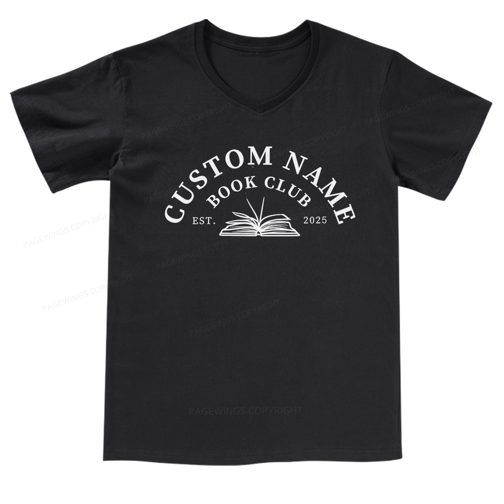 Pagewings Personalized Custom Book Club V-neck T-shirt