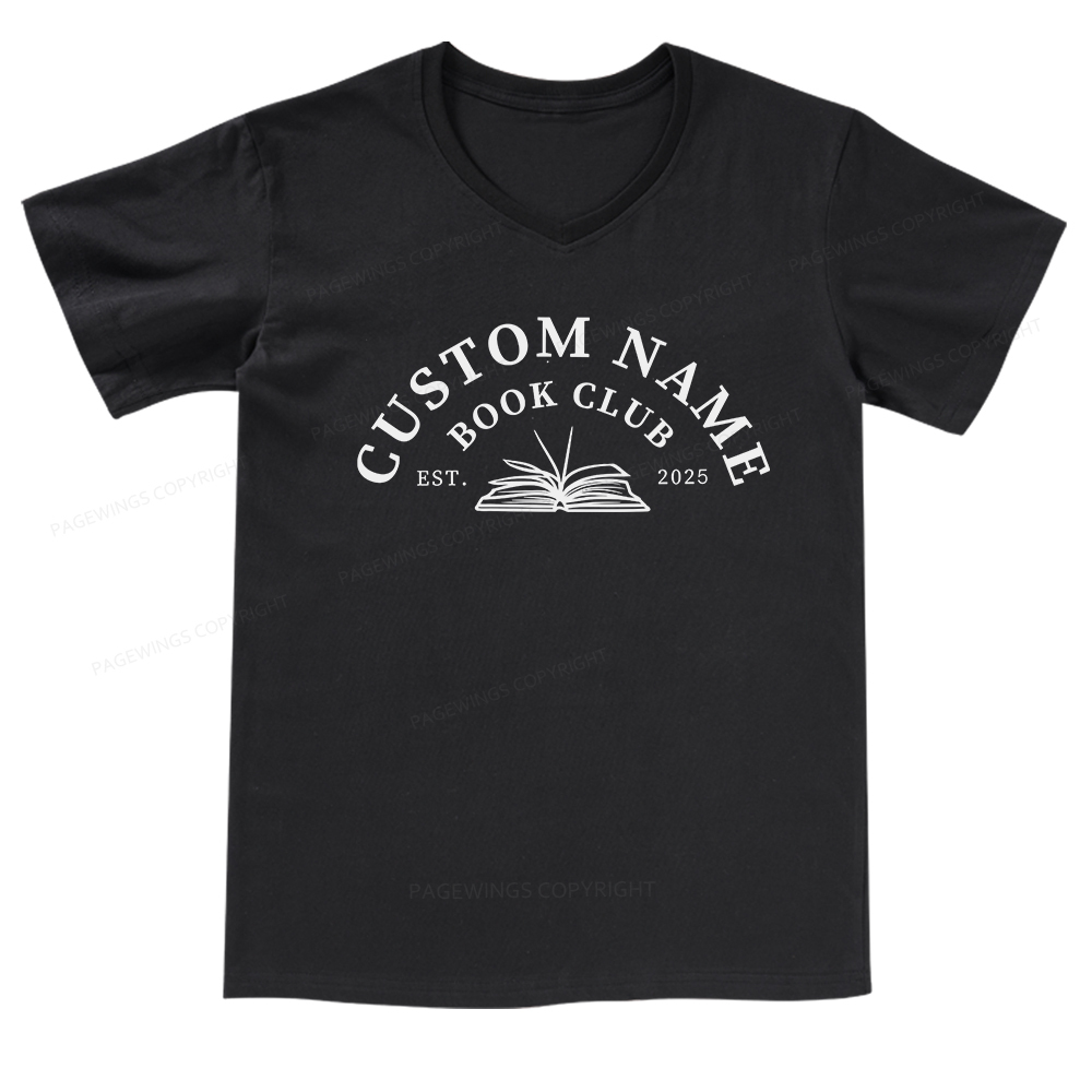 Pagewings Personalized Custom Book Club V-neck T-shirt