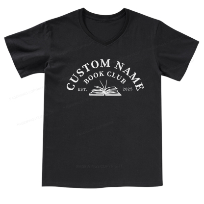 Pagewings Personalized Custom Book Club V-neck T-shirt