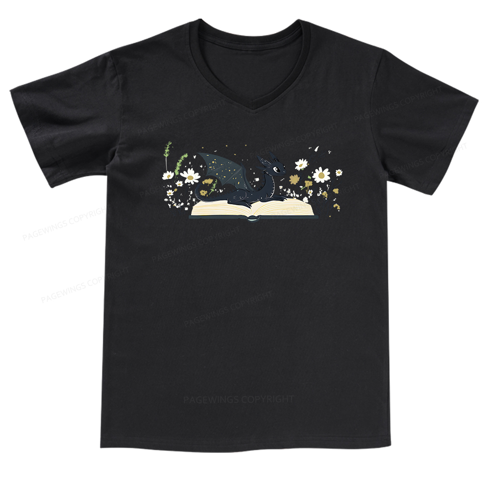 Pagewings Dragon Book V-neck T-shirt