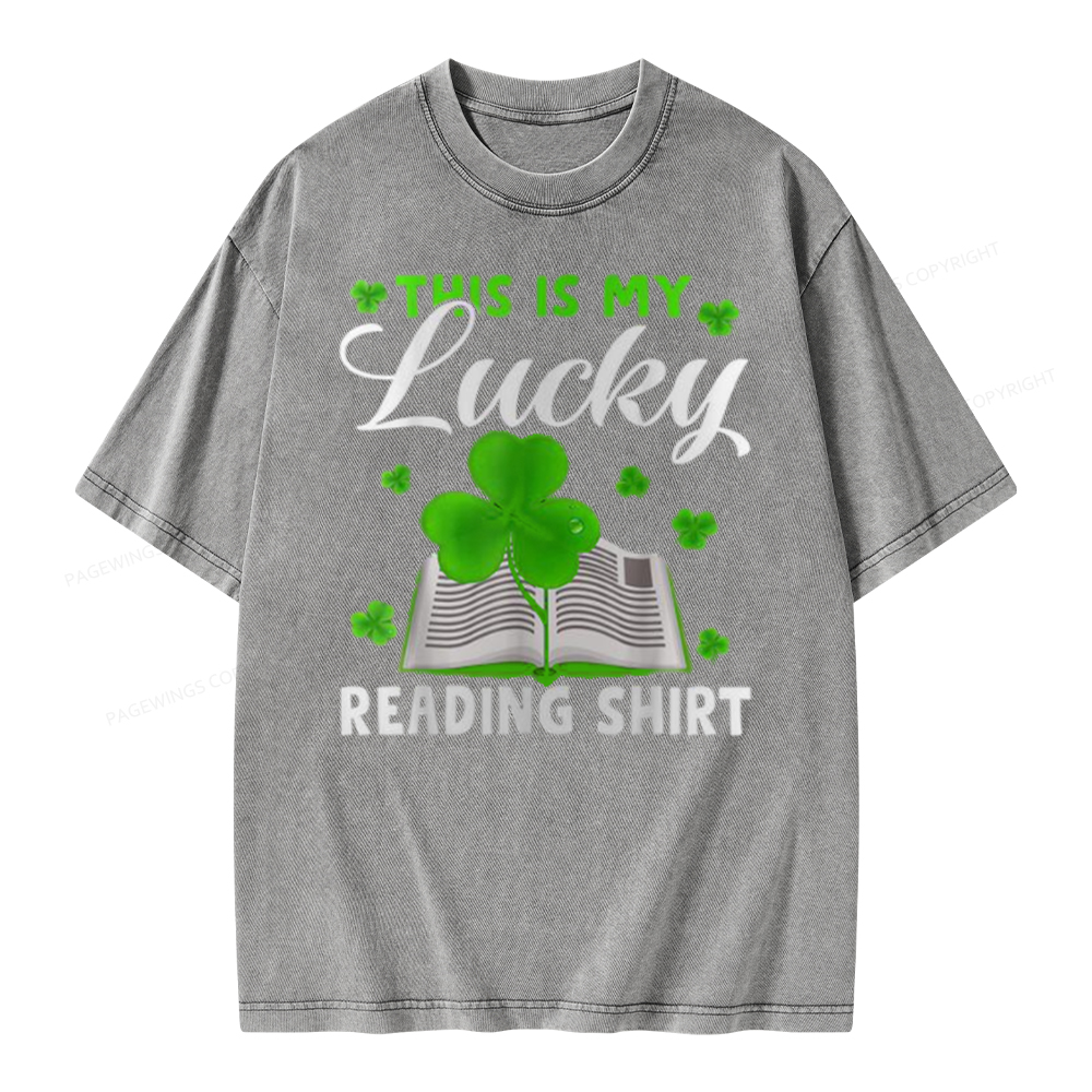 Pagewing Lucky Reading St Patricks Day Book Lover Unisex Washed T-shirt