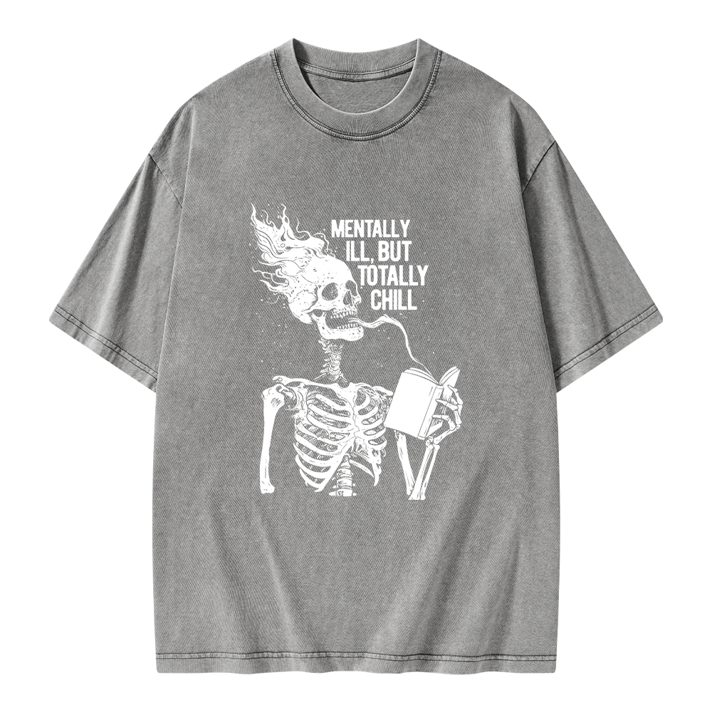 Pagewings Mentally Ill But Totally Chill Unisex Washed T-shirt