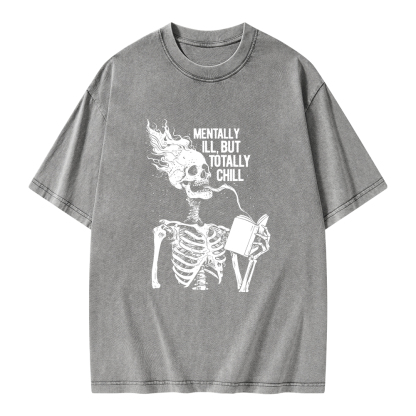 Pagewings Mentally Ill But Totally Chill Unisex Washed T-shirt