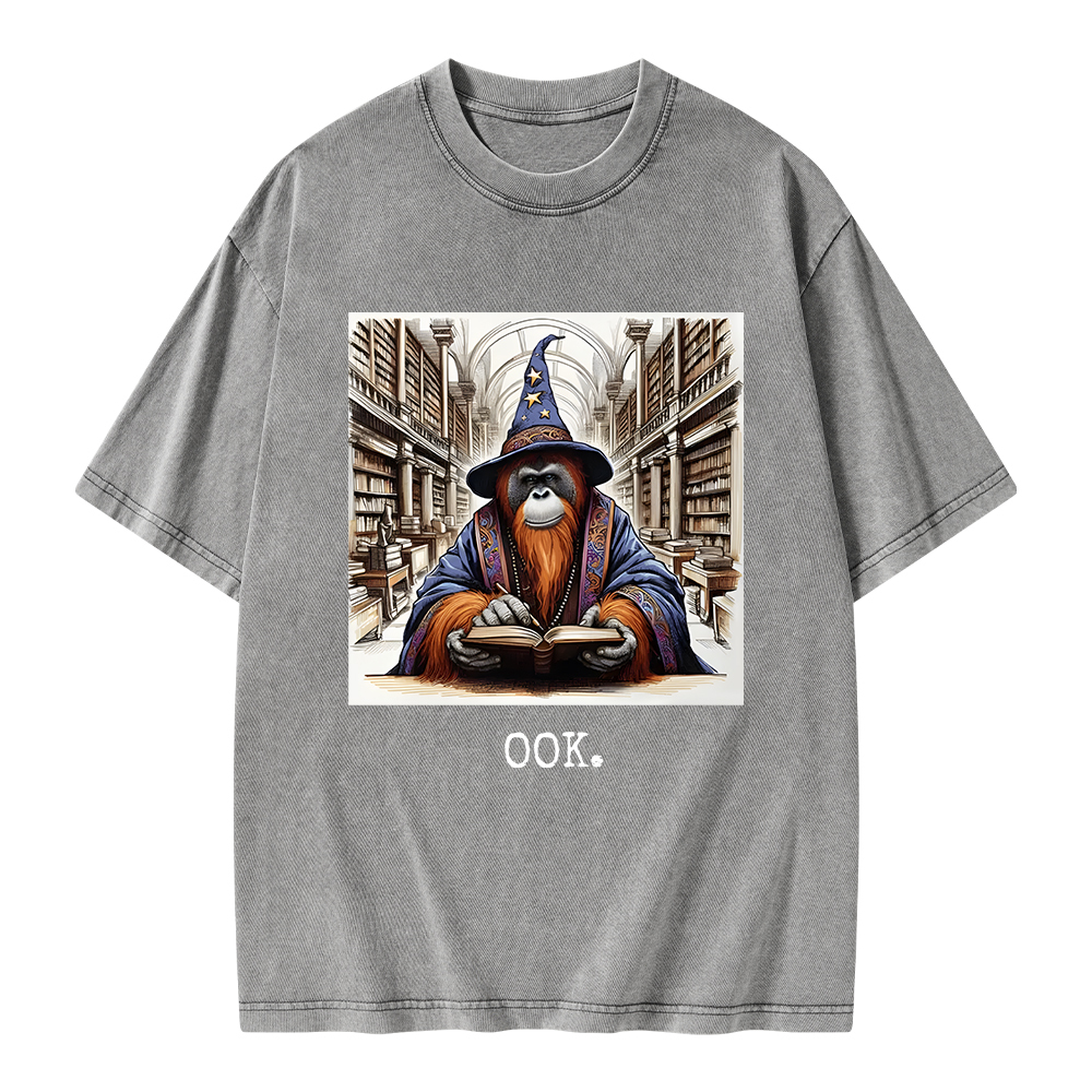 Pagewings Orangutan Librarian OOK  Unisex Washed T-shirt