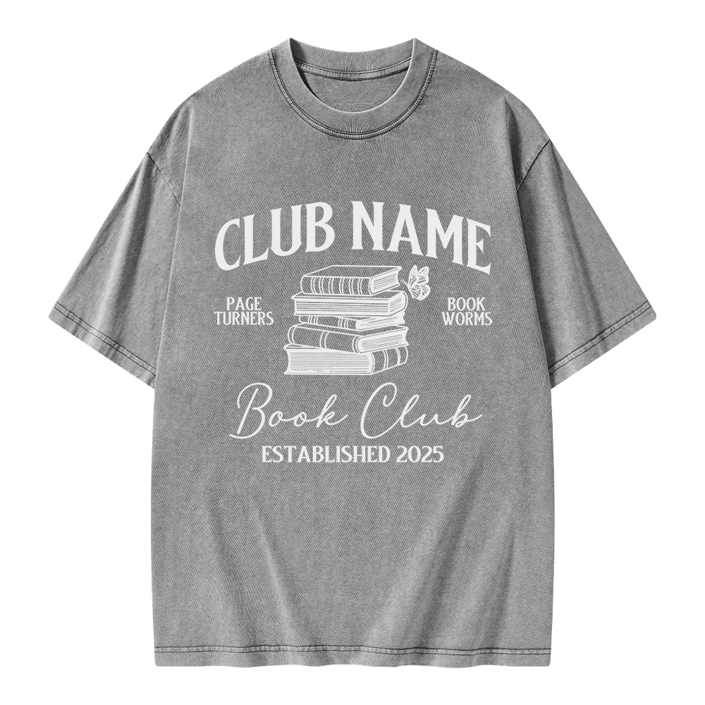 Pagewings Personalized Book Club  Unisex Washed T-shirt