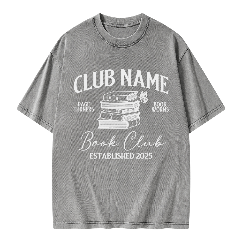 Pagewings Personalized Book Club  Unisex Washed T-shirt