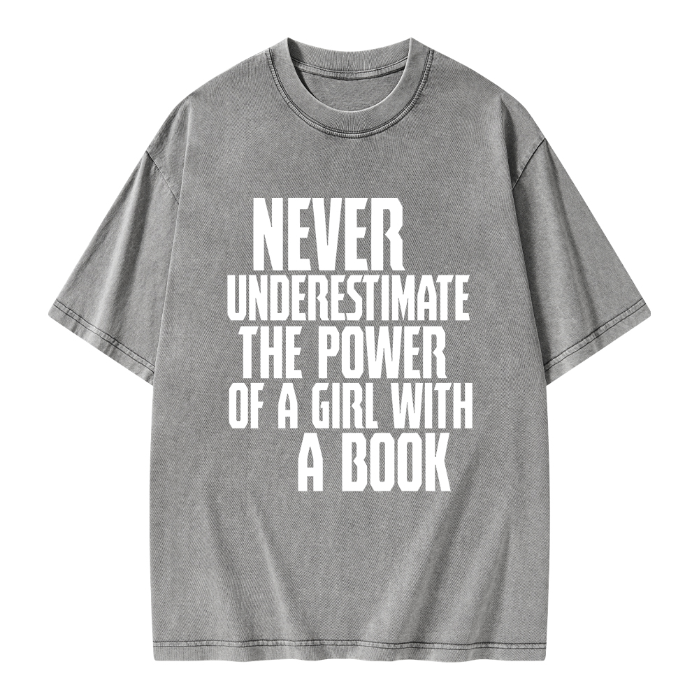 Pagewings The Power Of A Girl With A Book Unisex Washed T-shirt