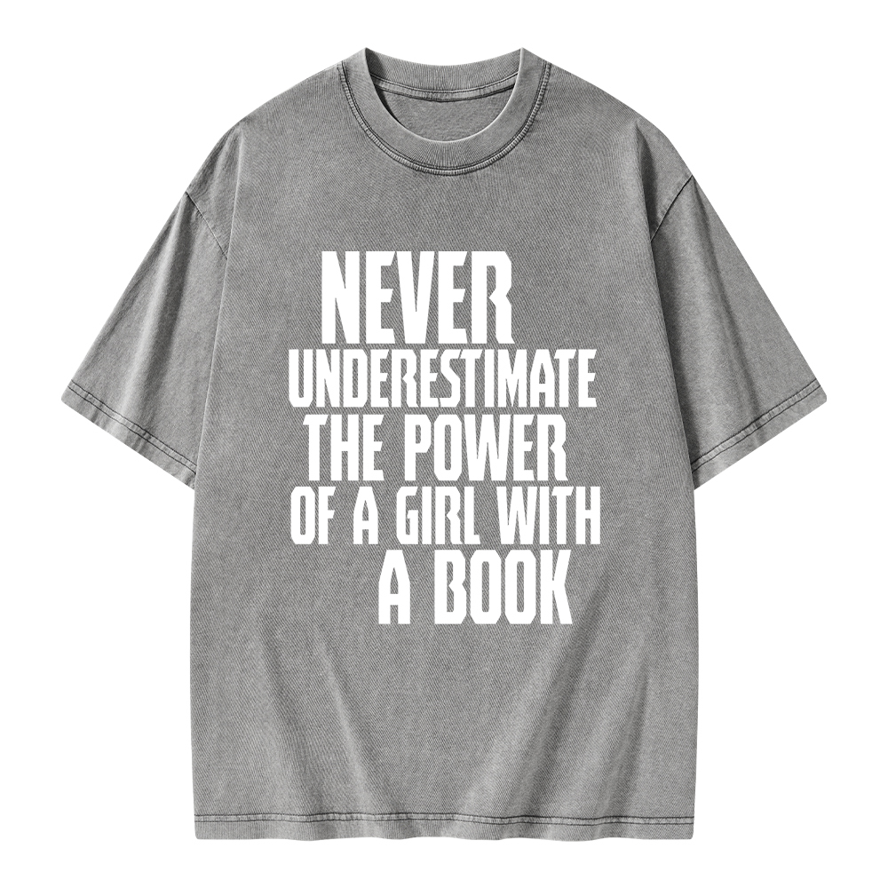 Pagewings The Power Of A Girl With A Book Unisex Washed T-shirt