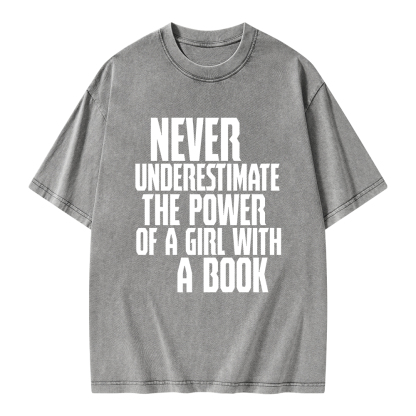 Pagewings The Power Of A Girl With A Book Unisex Washed T-shirt