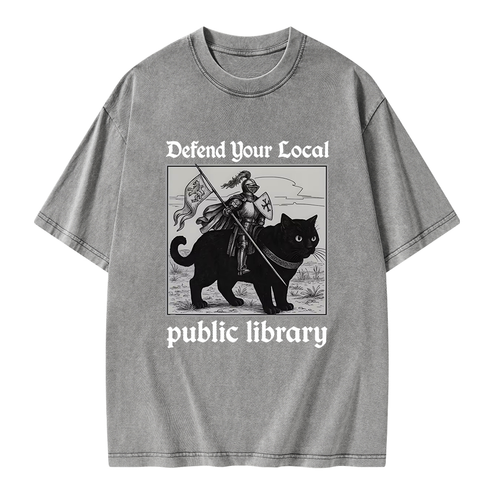 Pagewings Defend Your Local public library Unisex Washed T-shirt