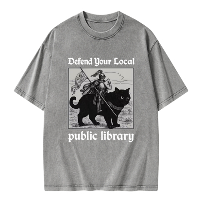 Pagewings Defend Your Local public library Unisex Washed T-shirt