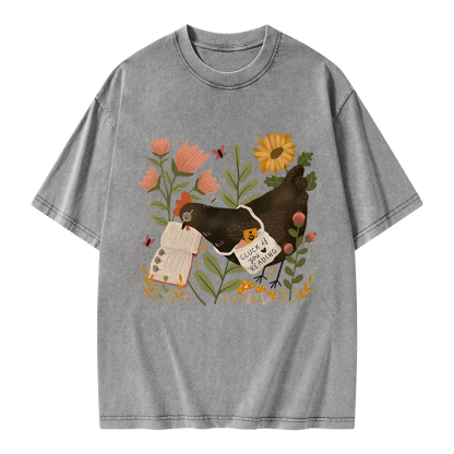 Pagewings Chicken Reading a Book Unisex Washed T-shirt