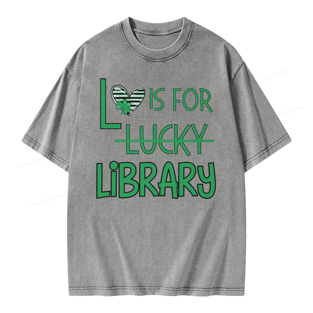 Pagewing St Patricks Day Librarian Tshirt Shirt Unisex Washed T-shirt
