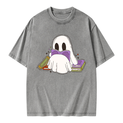 Pagewings Halloween A Ghost Reads Books Every Day Unisex Washed T-shirt