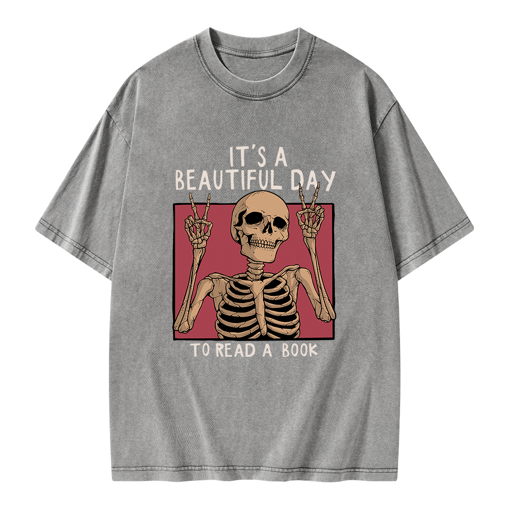 Pagewings It's A Beautiful Day To Read A Book Unisex Washed T-shirt