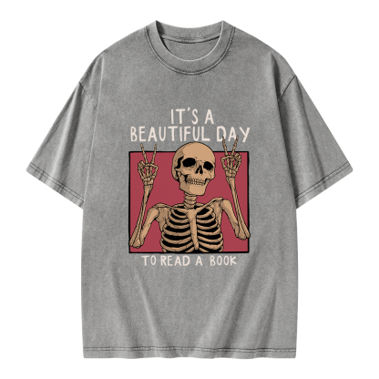Pagewings It's A Beautiful Day To Read A Book Unisex Washed T-shirt