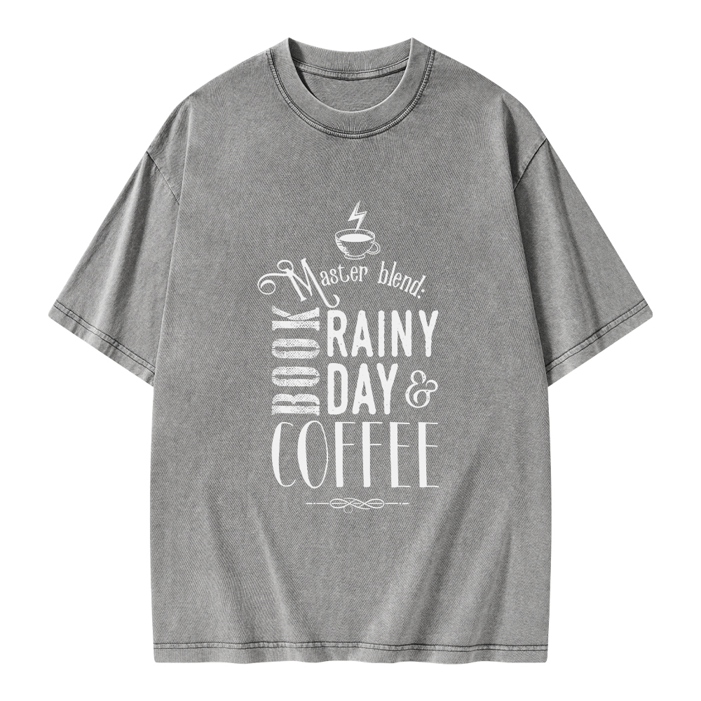 Pagewings Coffee, book & Rainy Day Unisex Washed T-shirt